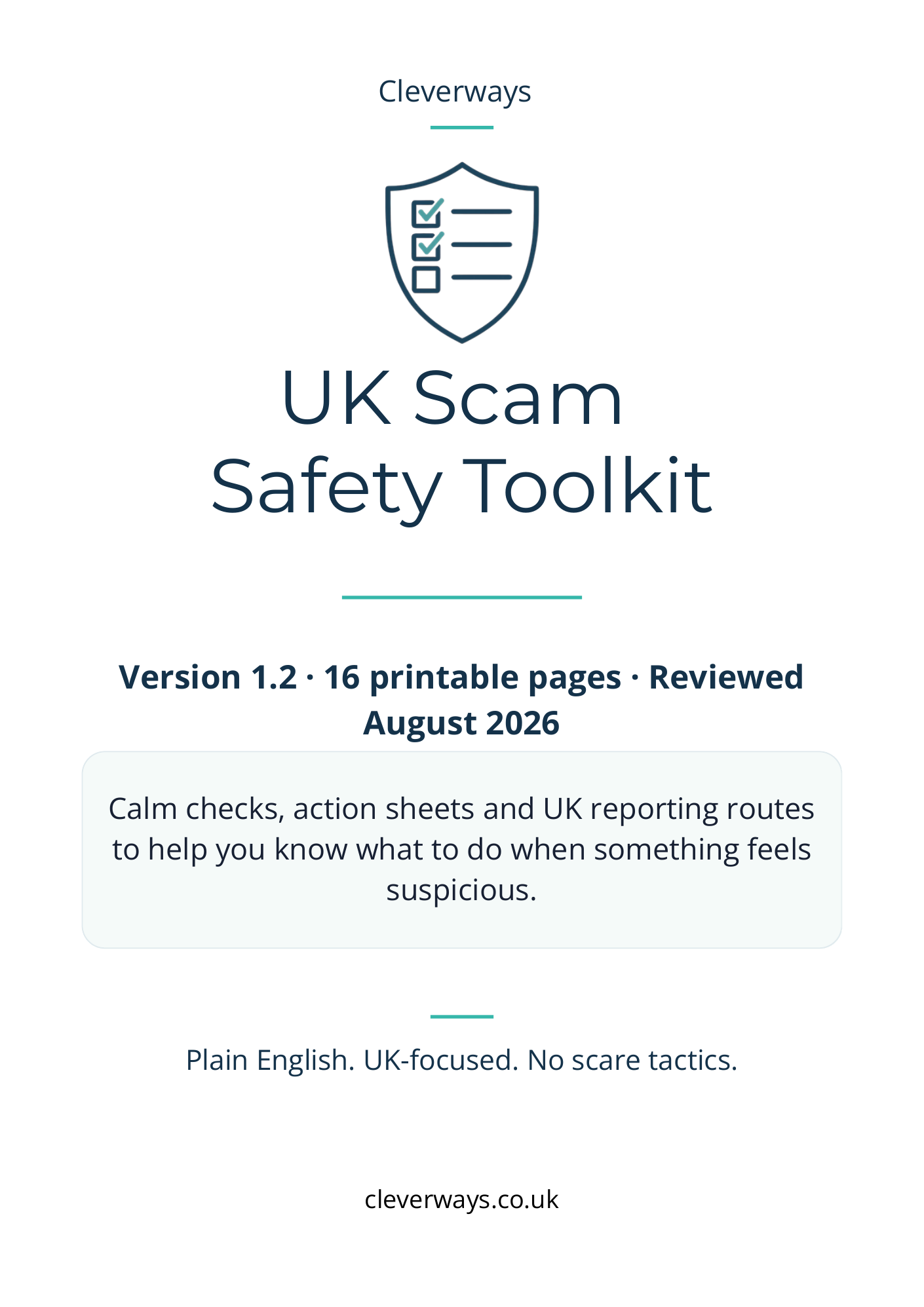 Cover of the UK Scam Safety Toolkit